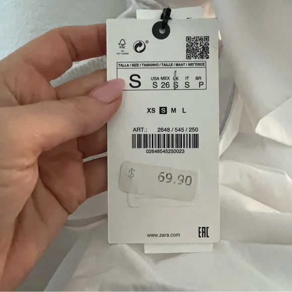 NWT Zara Blogger Fav Asymmetrical One Shoulder Poplin Ruffle Top White - Picture 16 of 16